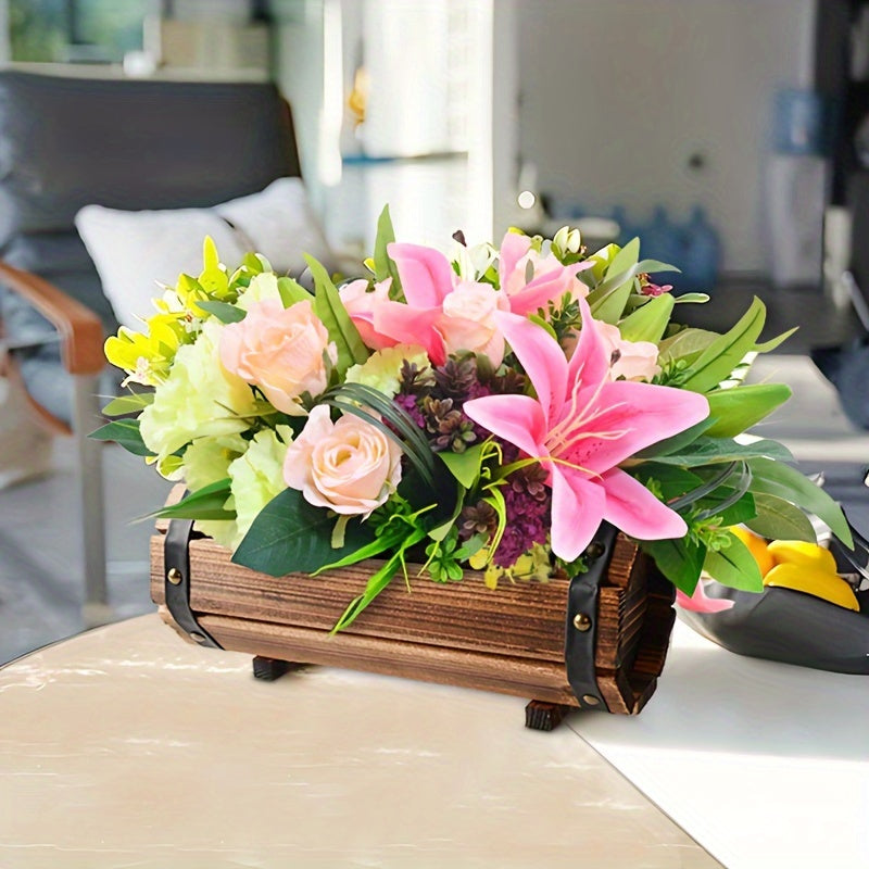 Set di Vasi in Legno Vintage – Un Colpo d'Occhio Audace per Interni ed Esterni