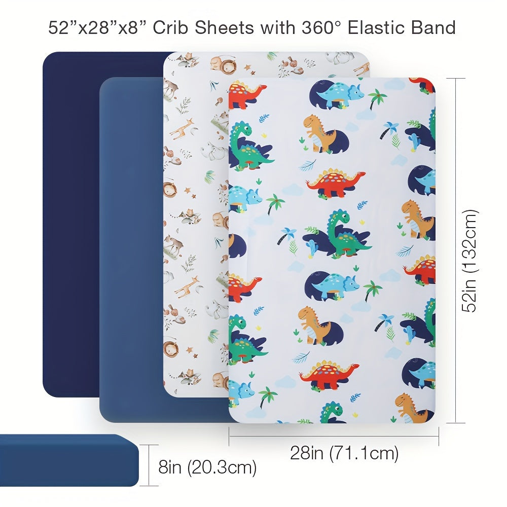 Lenzuola per Culla con Stampa Animali Morbida – Set da 4 Pezzi per Comfort e Stile nella Nursery