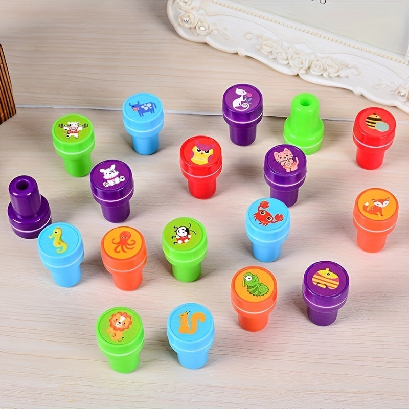 Set di Timbri Animali Colorati – 26 Timbri Diversi per Creazioni Creative ed Educazione