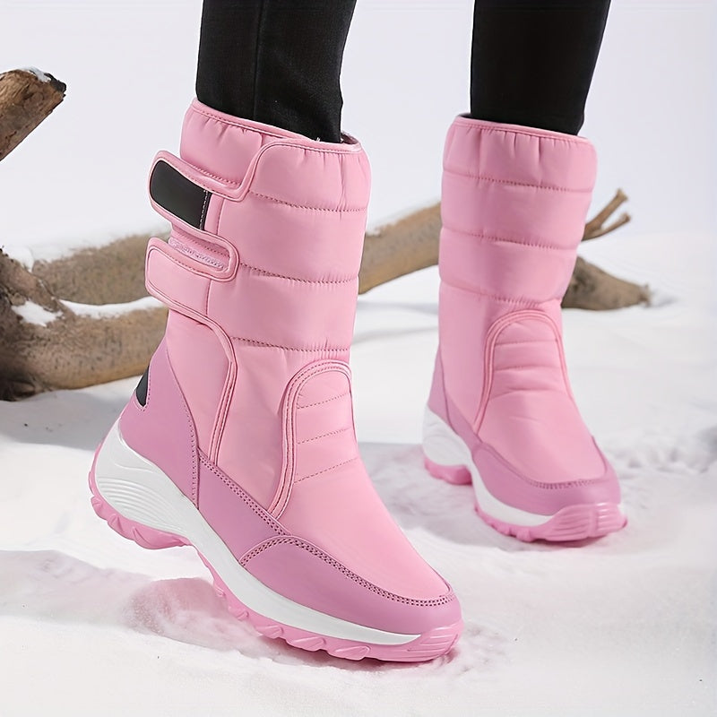 Stivali da Neve Mid-Cut per Donne – Stivali Invernali Caldi con Suola Antiscivolo e Chiusura in Velcro