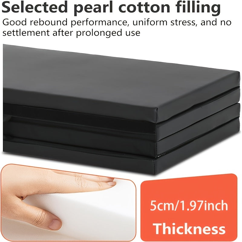 Tappetino yoga portatile pieghevole con spessa imbottitura, superficie in PU antiscivolo e maniglia