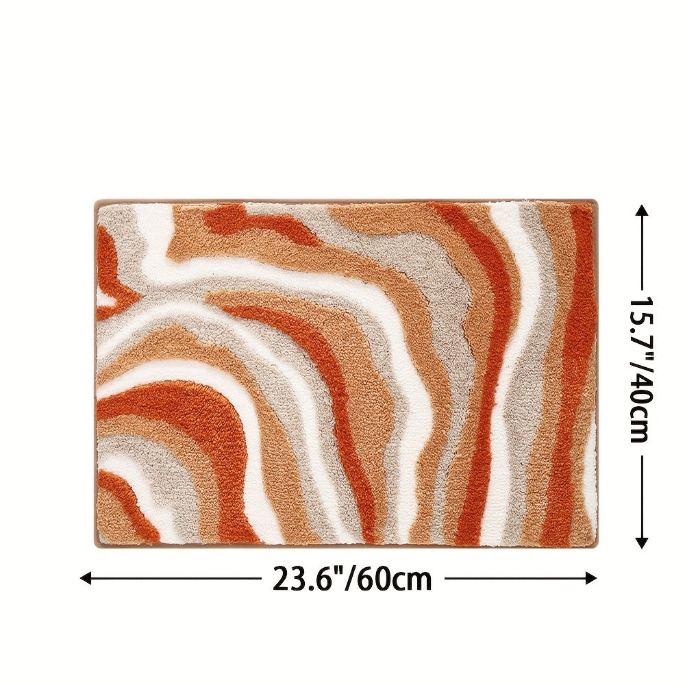 Tappeto da Bagno Geometrico – Assorbente e Morbido con Retro Antiscivolo