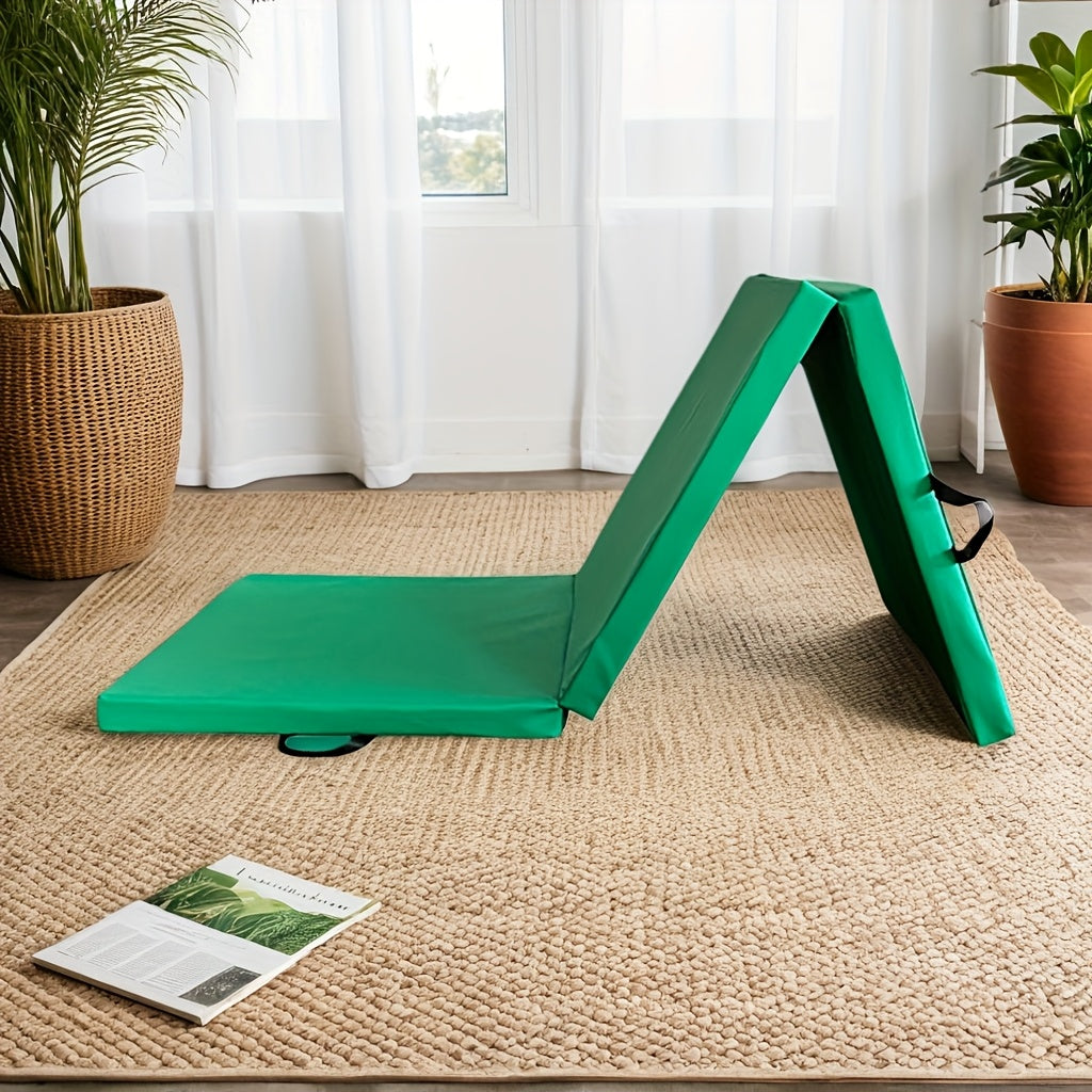 Tappetino yoga portatile pieghevole con spessa imbottitura, superficie in PU antiscivolo e maniglia
