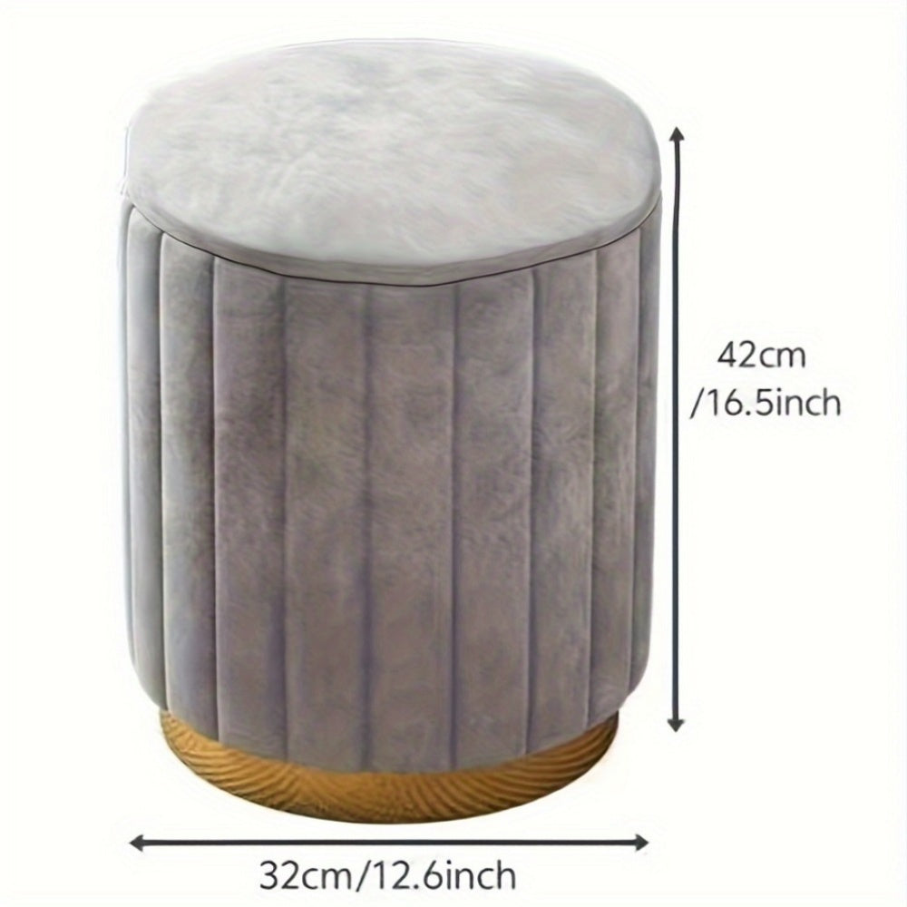 Pouf da Stoccaggio Nordic Chic – Pouf Rotondo Elegante con Stoccaggio e Finitura a Specchio
