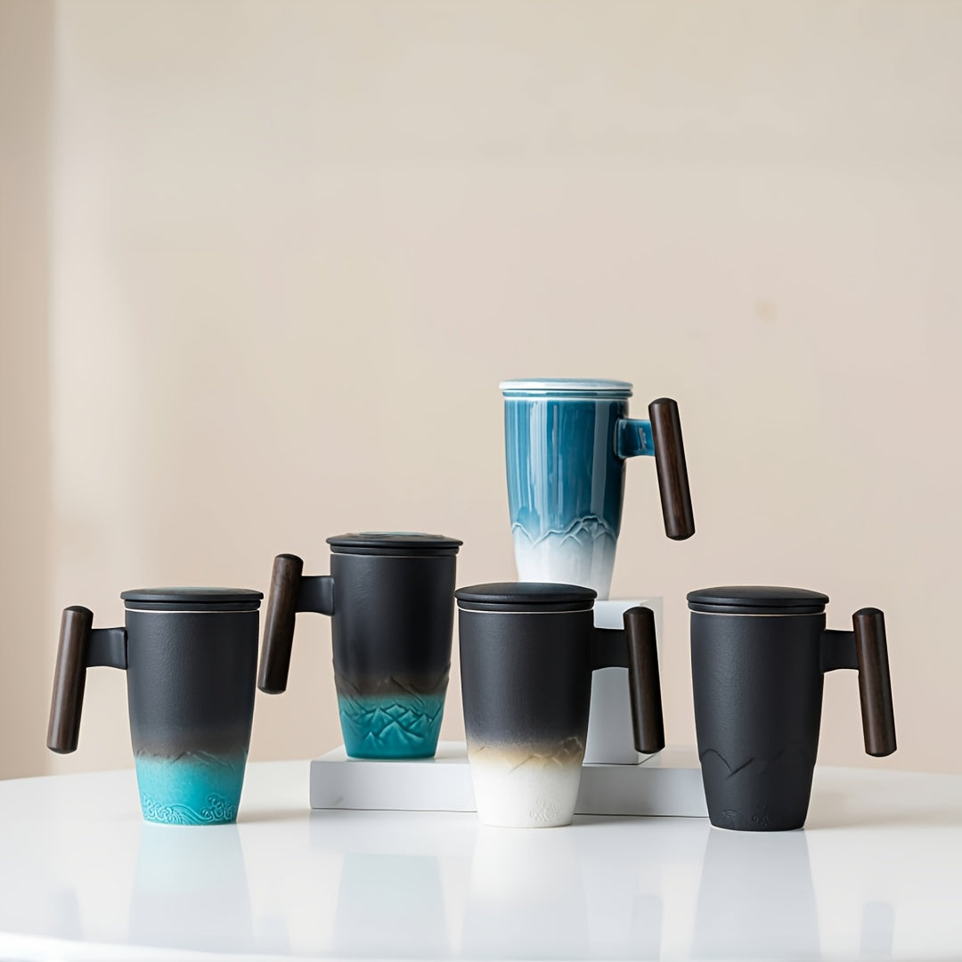 Tazza da tè in ceramica fatta a mano con infusore – Design autentico e uso pratico