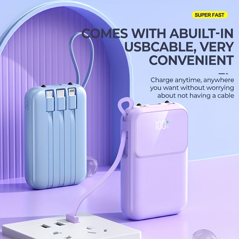 Power Bank Portatile Ultimo 10000mAh - Ricarica Veloce con Cavi Integrati