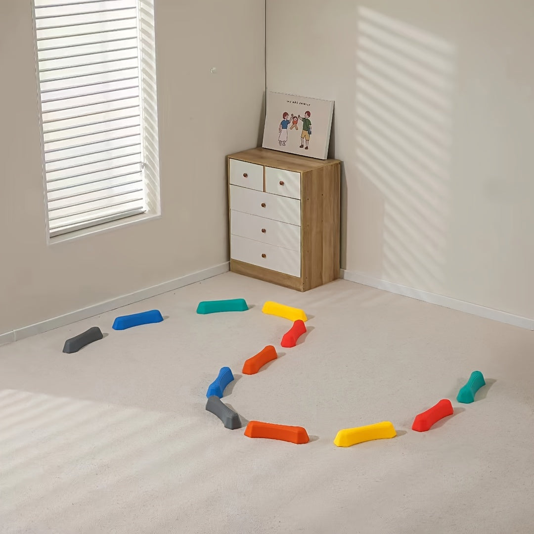 Set di Blocchi di Equilibrio Educativi per Bambini – Pietre Colorate per Passi per Uso Interno ed Esterno