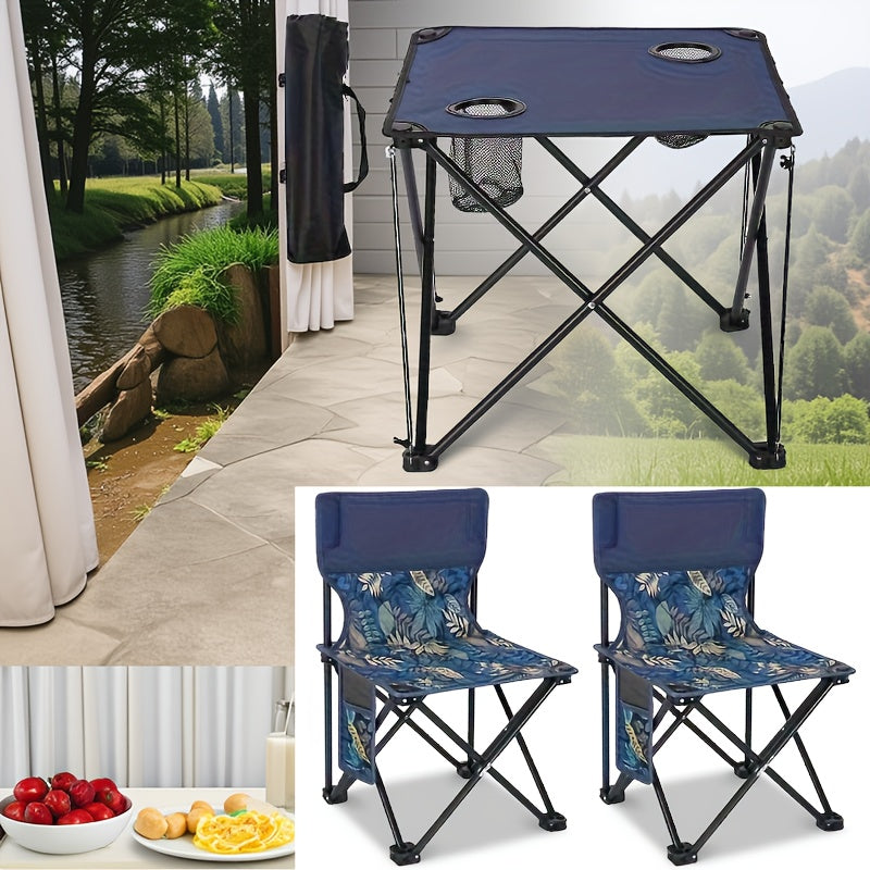 Set da Giardino Pieghevole con Tavolo e Sedie – Portatile per Campeggio e BBQ