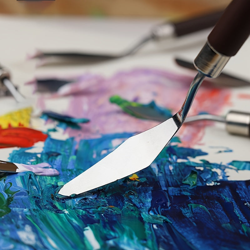 Set di 7 Spatole in Acciaio Inossidabile – Per Pittura e Mischiare Colori