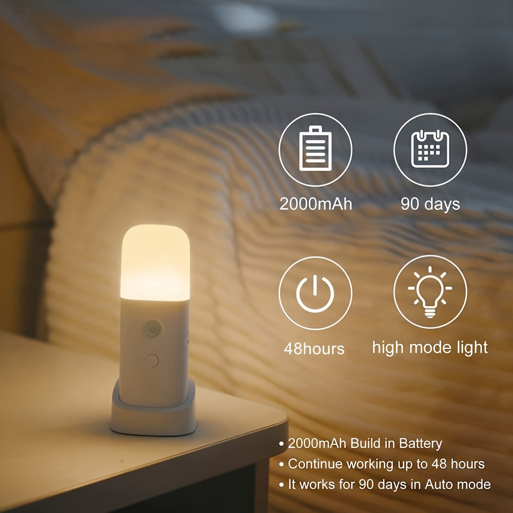 Lampada Notturna LED con Sensore di Movimento – Ricaricabile USB e Luminosità Regolabile per Camere da Letto e Corridoi