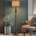 Lampe sur pied vintage marron avec abat-jour plissé et base en résine