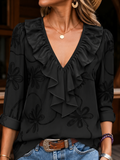 Ulla | Blusa con Volant e Ricamo Floreale