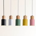 Hanging lamp in metal and wood | Modern industrial design