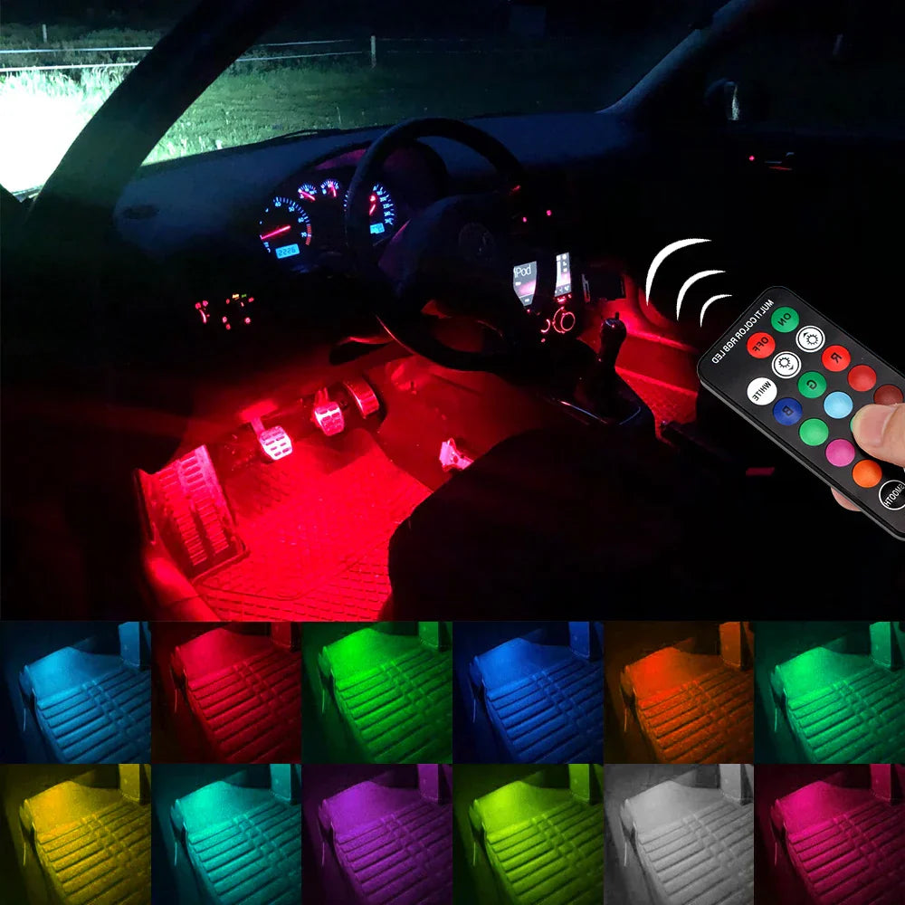 EliteAura Luci LED Premium per Auto | Illuminazione atmosferica regolabile con 13 colori e telecomando