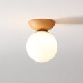 Plafonnier sphérique en verre | Design effet bois
