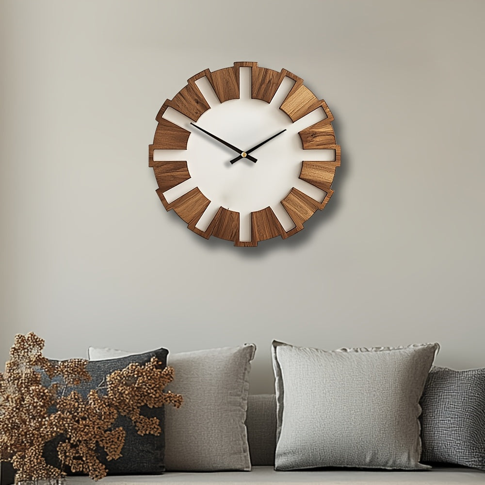 Orologio da Parete in Legno Rustico con Movimento Silenzioso – Design Senza Tempo per Soggiorno, Ufficio e Camera da Letto