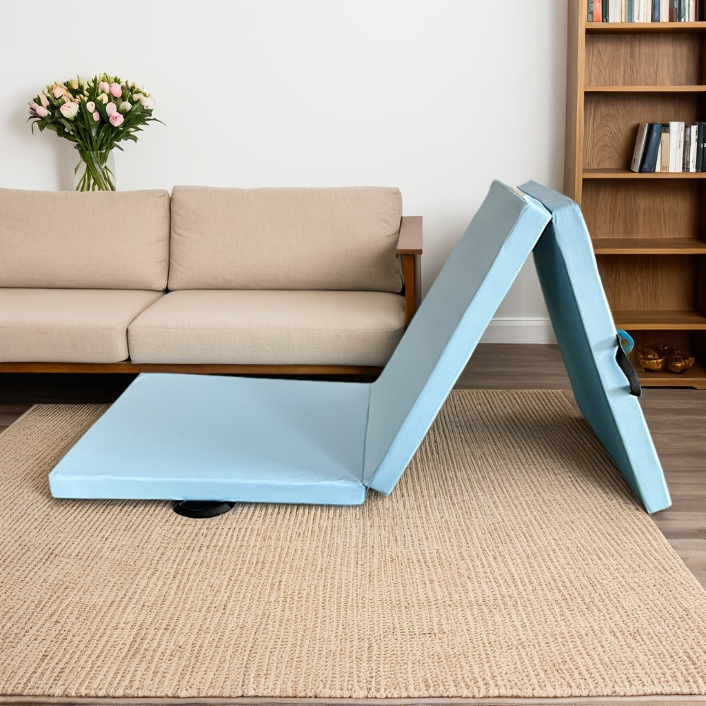 Tappetino yoga portatile pieghevole con spessa imbottitura, superficie in PU antiscivolo e maniglia