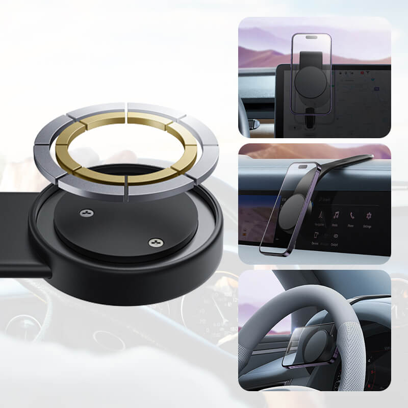 Supporto Magnetico per Telefono HoldMaster Premium | Caricatore Wireless e Supporto Regolabile per Auto