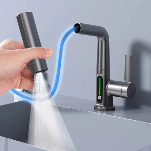 AquaLuxe Precision Faucet | Rubinetto Retrattile Rotante a 360° con 5 Modalità di Spruzzo per Cucina e Bagno