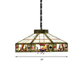 Lámpara colgante Poker estilo Tiffany con 3 bombillas Blanco-Amarillo/Verde-Blanco Lámpara colgante artesanal de vidrio y resina, 18"/19.5" de ancho