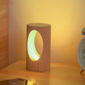Lampe de table LED rectangulaire en bois massif japonais avec USB