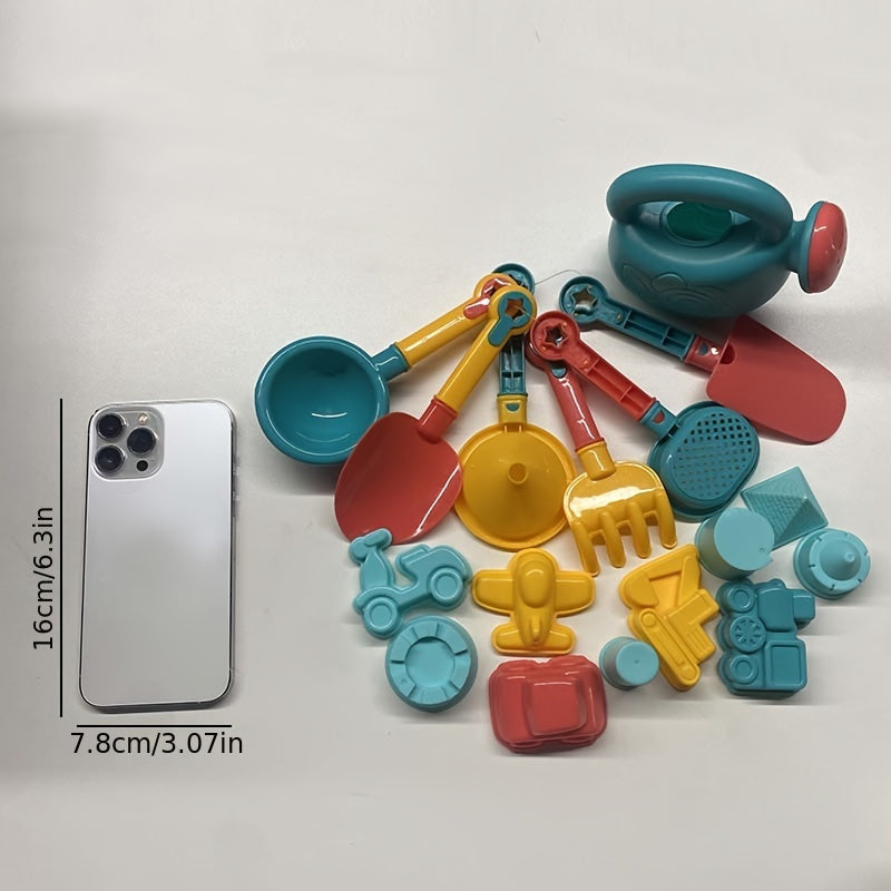 Set di Giocattoli da Spiaggia e Neve da 18 Pezzi – Completo di Secchiello, Pala e Strumenti Divertenti per Gioco Creativo