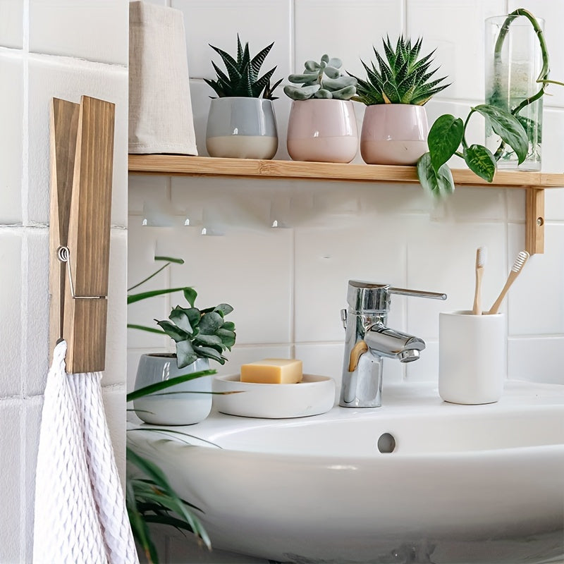 Supporto per Asciugamani in Legno – Soluzione da Montare a Muro per Bagno o Lavanderia