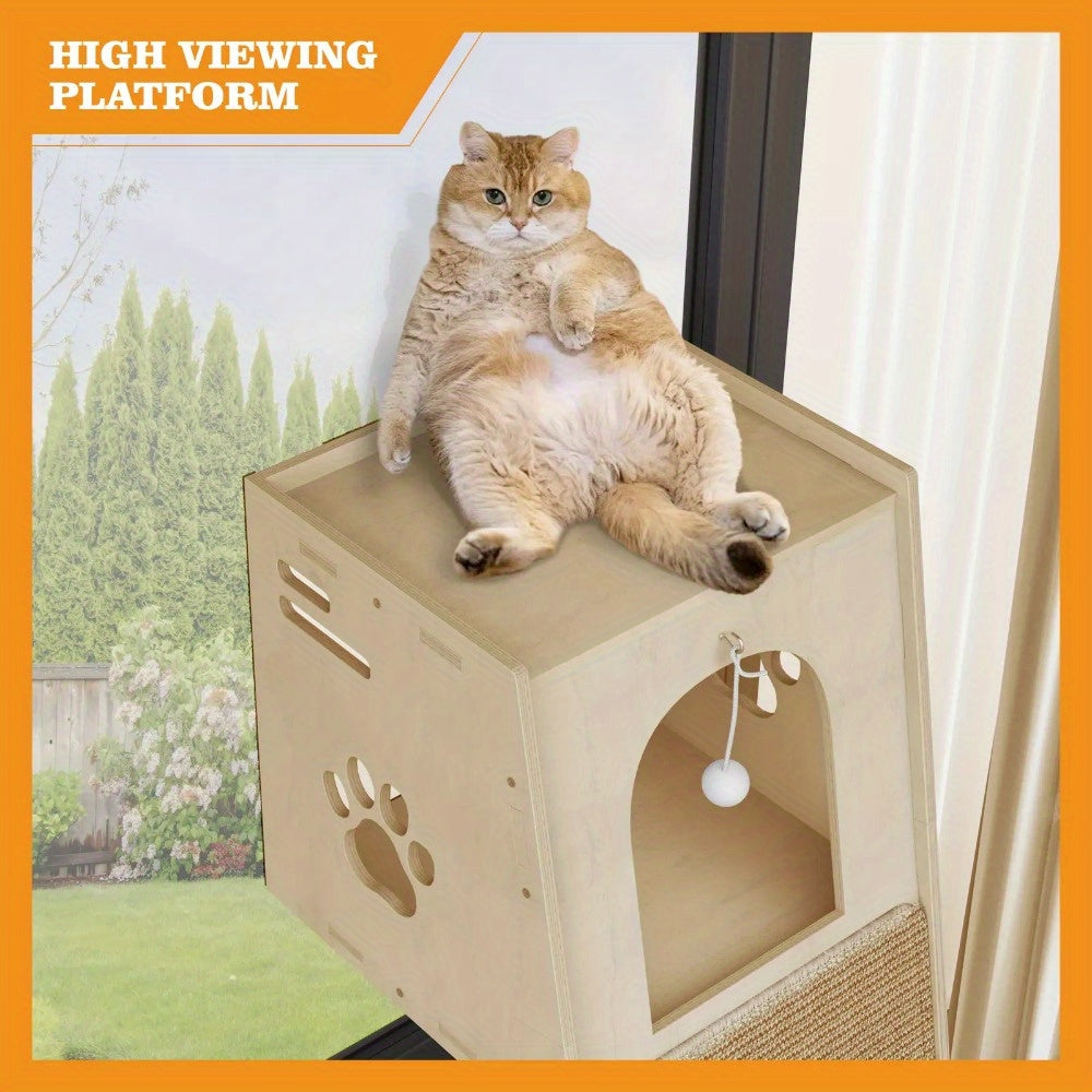 NatureClimb Casa per Gatti in Legno – Mobili Compatti e Giocosi