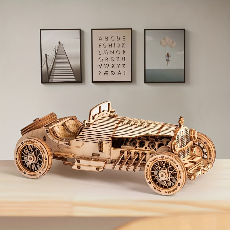 Puzzle di Auto Vintage in Legno 3D – Modello Meccanico con Ingranaggi e Design Dettagliato