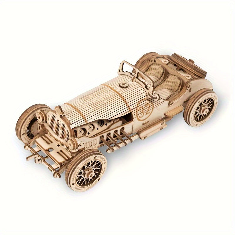 Puzzle di Auto Vintage in Legno 3D – Modello Meccanico con Ingranaggi e Design Dettagliato