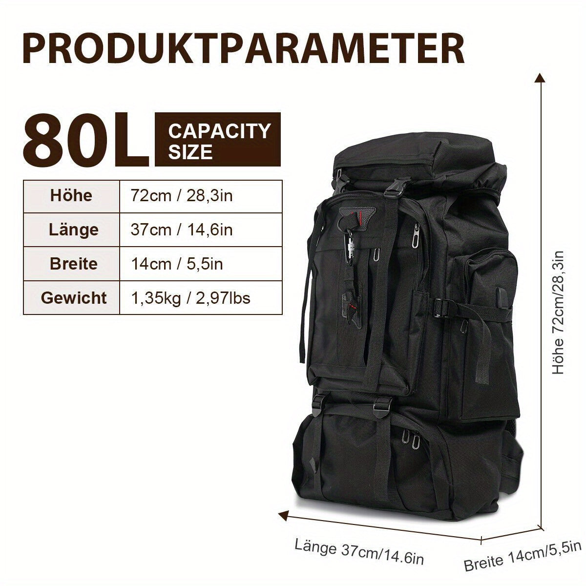 Zaino da Trekking Explorer 80L – Robusto e Versatile