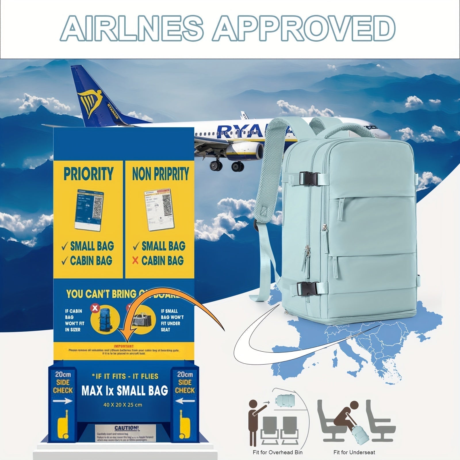 Zaino Multifunzionale da Viaggio e Giorno con Comparto per Scarpe e Scomparti Impermeabili