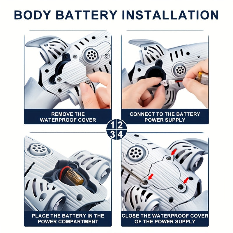 Squali Balena RC in scala 1:18 con Rotazione a 360°, Flessibilità a 180°, Luce LED Splashing, Controllo di Crociera Programmabile - Ricaricabile USB, Ideale per il Gioco Estivo dei Giovani e Regalo di Compleanno