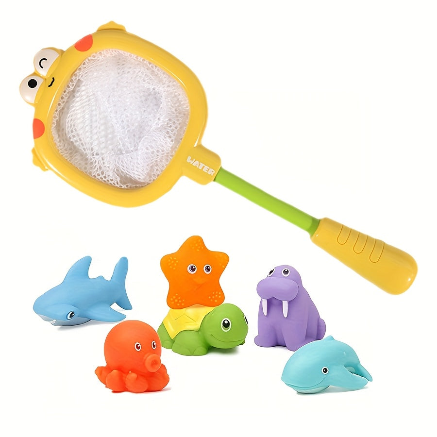 Set di Giocattoli da Bagno con Reti – Creature Marine Fluttuanti e Spruzzatori d'Acqua