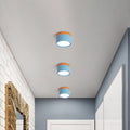 Macaron Cylindrical Flush Ceiling Lamp in Metal for Kitchen and Bar in Yellow/Blue/Black and Wood