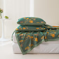 Couverture réversible en jacquard avec feuilles de ginkgo