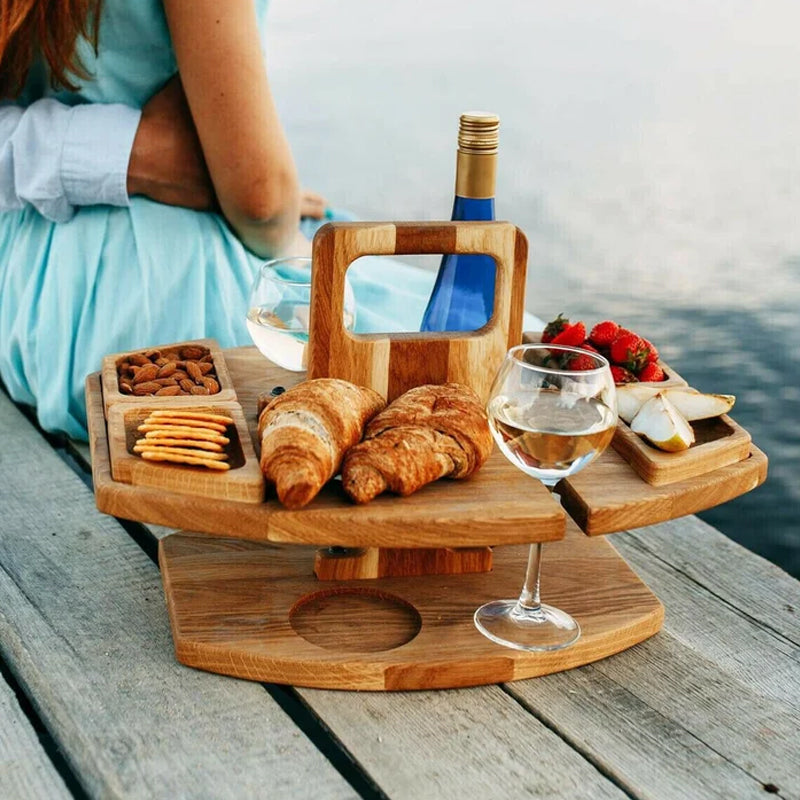 Elegante Tavolo da Picnic in Legno per Vino – Pratico e Lussuoso