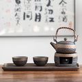 Set da tè giapponese in ceramica con scaldino per pace ed eleganza