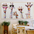 Giraffe Cartoni - Arte de Pared en Lienzo