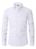 Camisa ajustada de hombre de manga larga - Cuello clásico con botón y bajo curvo para la oficina y un look informal elegante