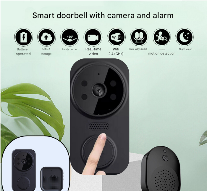 Campanello Smart Wi-Fi Nero con Telecamera – Noctiq