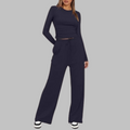 Gerlinde | Set Lounge con Maglietta a Coste e Pantaloni Ampi