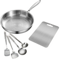 Conjunto de Panelas em Titânio – Panela, Utensílios de Cozinha e Tábua de Cortar | Essenciais para uma Cozinha Sustentável