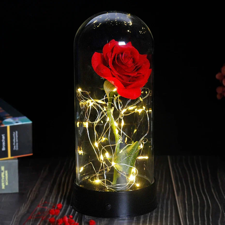 GlowPetal Lampada LED Rosa Romantica | Decorazione con Cupola in Vetro e Luce Morbida per Momenti Speciali