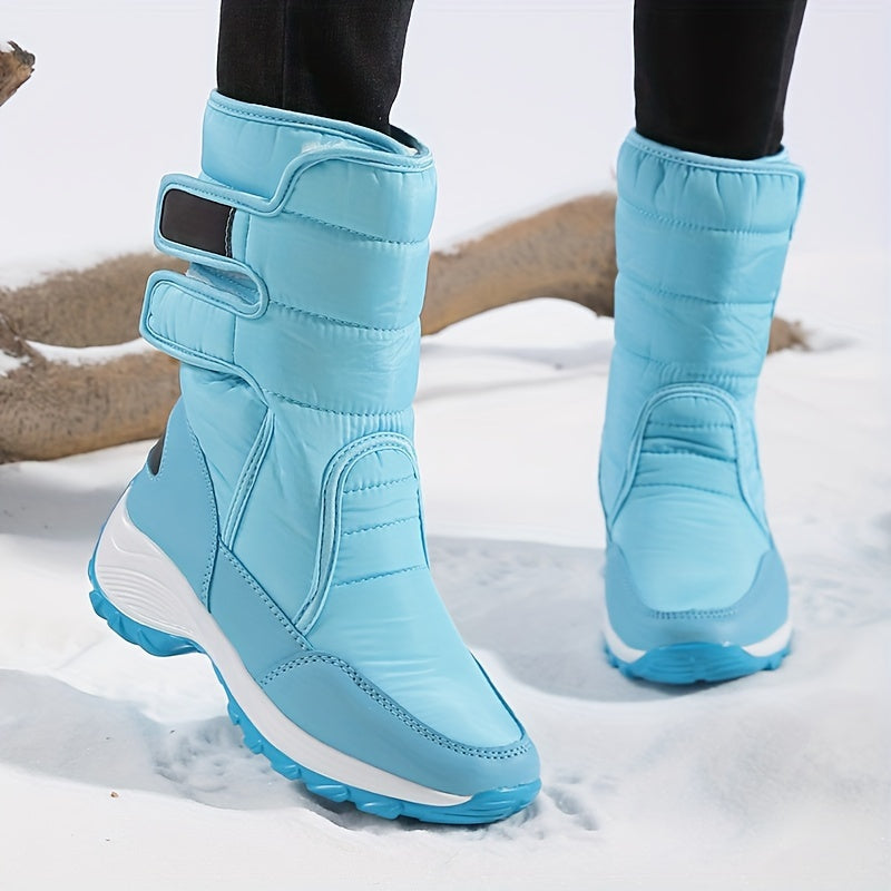 Stivali da Neve Mid-Cut per Donne – Stivali Invernali Caldi con Suola Antiscivolo e Chiusura in Velcro