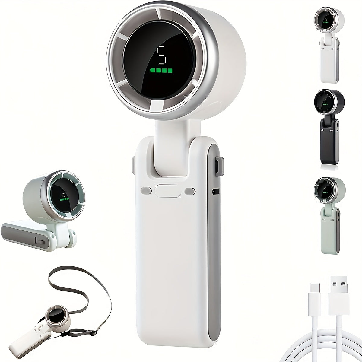 Ventilatore Portatile Turbo Compatto – Ricaricabile USB 3-in-1 con 5 Velocità