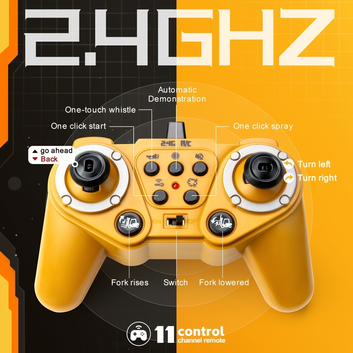 Carrello Elevatore a Controllo Remoto Heavy Duty – Scala 1:24 con Luci e Rimorchio