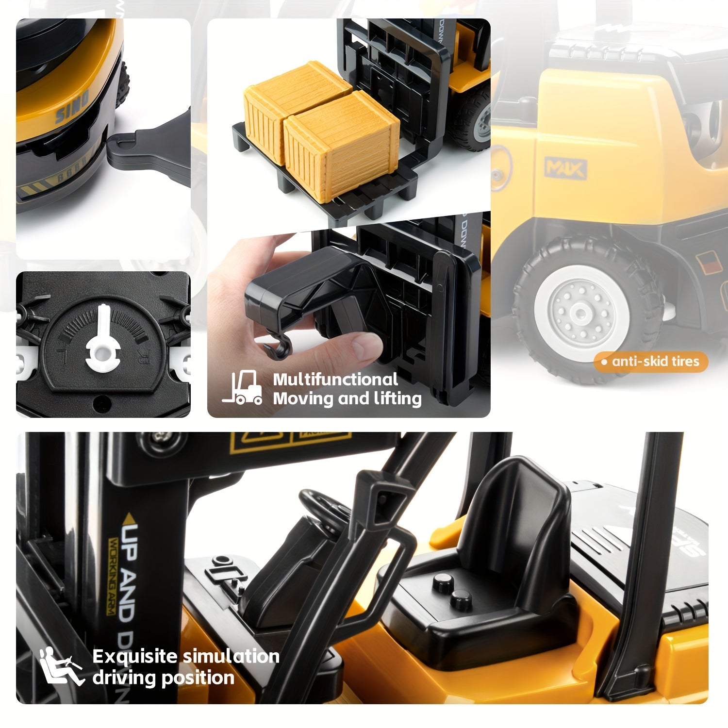 Carrello Elevatore a Controllo Remoto Heavy Duty – Scala 1:24 con Luci e Rimorchio