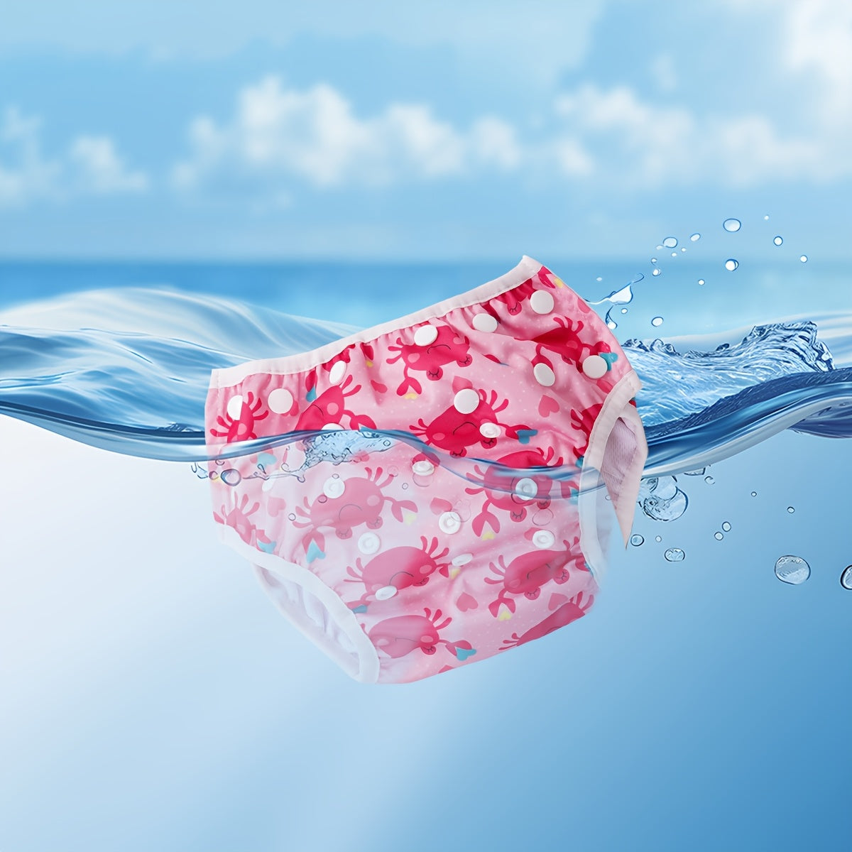 Pannolino da Nuoto Regolabile e Lavabile per Bambini – Impermeabile con Stampa di Pesci