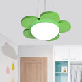 Lámpara colgante en forma de flor de 15"/23" en acrílico LED, coloreada en rojo/amarillo/azul/verde para habitaciones infantiles.